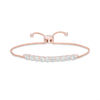 Thumbnail Image 1 of 4.0mm Lab-Created White Sapphire Line Bolo Bracelet in Sterling Silver with 18K Rose Gold Plate - 9.0"