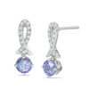 Thumbnail Image 1 of 5.0mm Tanzanite and Diamond Accent Ribbon Drop Earrings in 10K White Gold