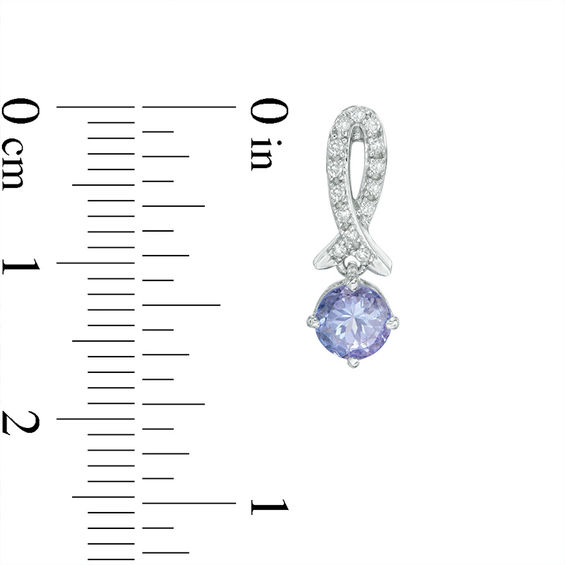 5.0mm Tanzanite and Diamond Accent Ribbon Drop Earrings in 10K White Gold