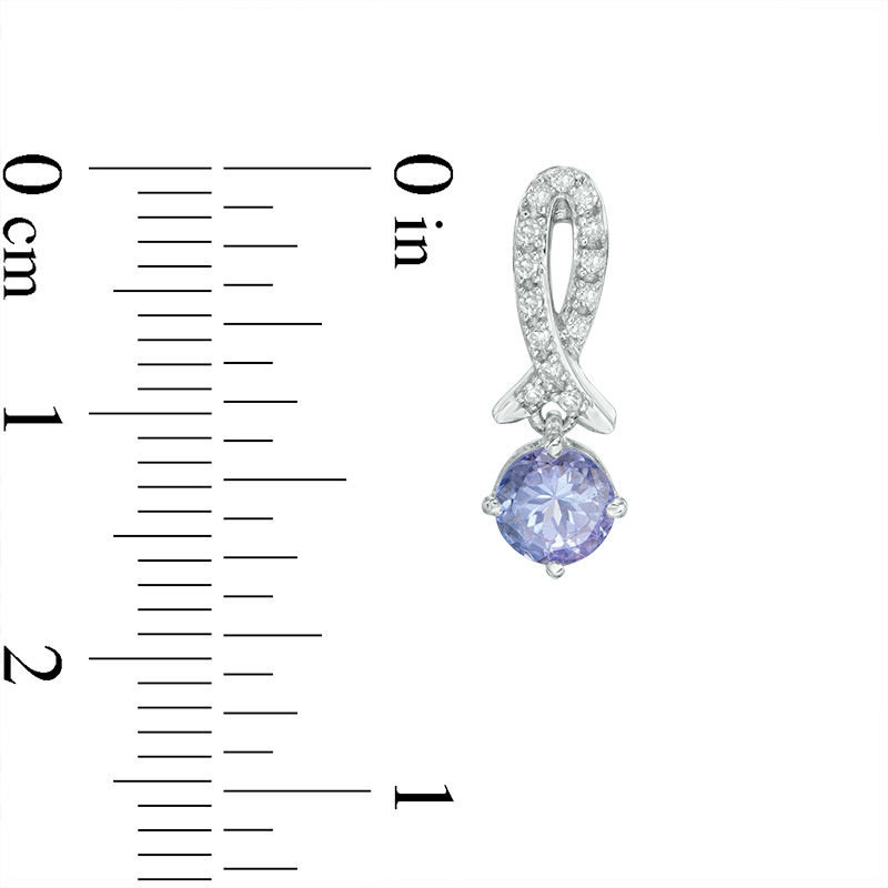 Main Image 2 of 5.0mm Tanzanite and Diamond Accent Ribbon Drop Earrings in 10K White Gold
