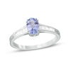 Thumbnail Image 0 of Oval Tanzanite and 1/6 CT. T.W. Baguette Diamond Ring in 10K White Gold