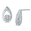 Thumbnail Image 1 of Diamond Accent Open Teardrop Posy Earrings in Sterling Silver