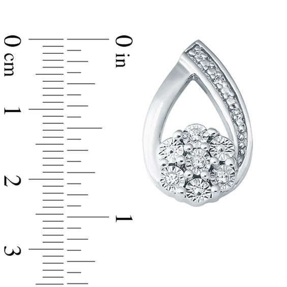 Diamond Accent Open Teardrop Posy Earrings in Sterling Silver