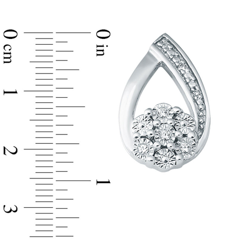Main Image 2 of Diamond Accent Open Teardrop Posy Earrings in Sterling Silver