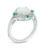 Thumbnail Image 2 of 9.0mm Cushion-Cut Lab-Created Opal, Emerald and White Sapphire Scallop Frame Ring in Sterling Silver