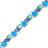 Thumbnail Image 1 of Multi-Gemstone Cluster and Lab-Created White Sapphire Bracelet in Sterling Silver - 7.25"