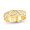 Thumbnail Image 0 of 6.0mm Diamond-Cut Swirl Milgrain Edge Comfort Fit Wedding Band in 10K Gold with White Rhodium