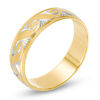 Thumbnail Image 1 of 6.0mm Diamond-Cut Swirl Milgrain Edge Comfort Fit Wedding Band in 10K Gold with White Rhodium
