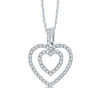 Thumbnail Image 1 of 1/4 CT. T.W. Diamond Double Heart Pendant in 10K White Gold