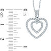 Thumbnail Image 2 of 1/4 CT. T.W. Diamond Double Heart Pendant in 10K White Gold