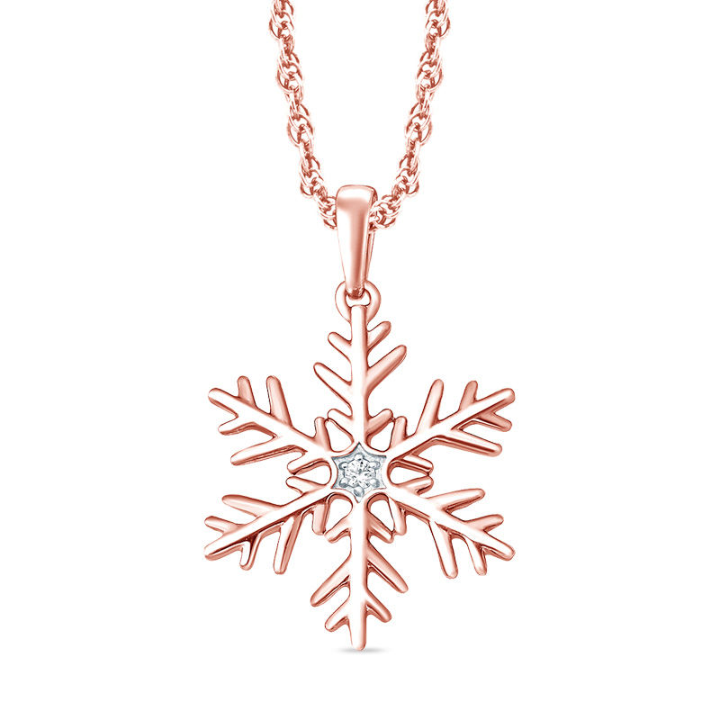 Diamond Accent Snowflake Pendant in 10K Rose Gold