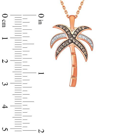 1/8 CT. T.w. Champagne and White Diamond Palm Tree Pendant in 10K Rose Gold
