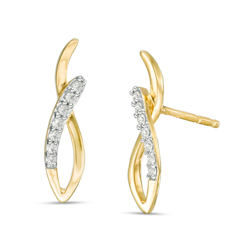 Main Image 1 of Diamond Accent Twist Loop Earrings in 10K Gold