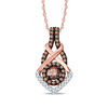 Thumbnail Image 0 of 1/3 CT. T.W. Champagne and White Diamond Twist Frame Pendant in 10K Rose Gold