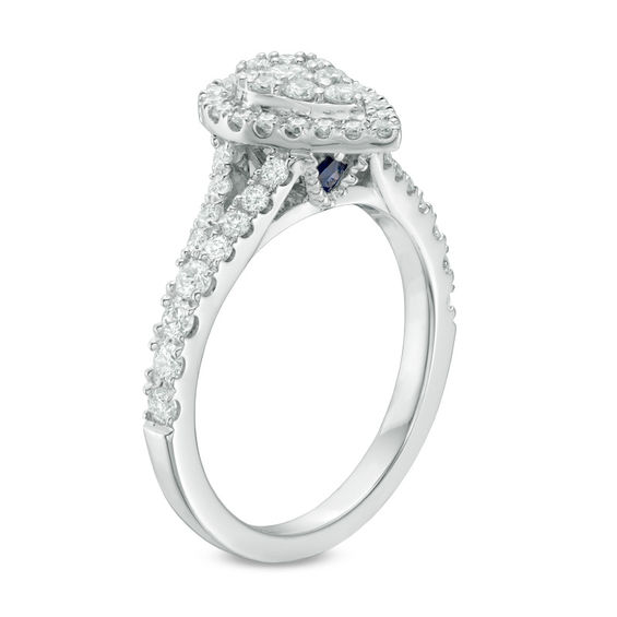 Vera Wang Love Collection 3/4 CT. T.w. Composite Diamond Pear-Shaped Frame Engagement Ring 14K White Gold
