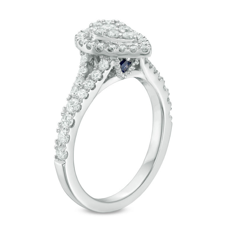 Main Image 2 of Vera Wang Love Collection 3/4 CT. T.W. Composite Diamond Pear-Shaped Frame Engagement Ring in 14K White Gold