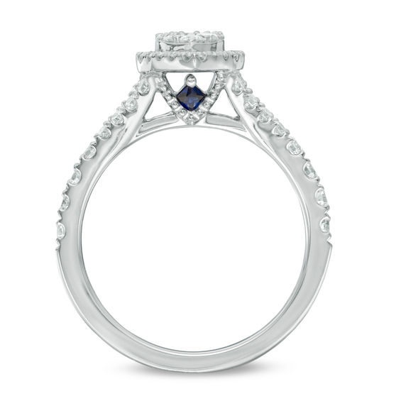 Vera Wang Love Collection 3/4 CT. T.w. Composite Diamond Pear-Shaped Frame Engagement Ring 14K White Gold