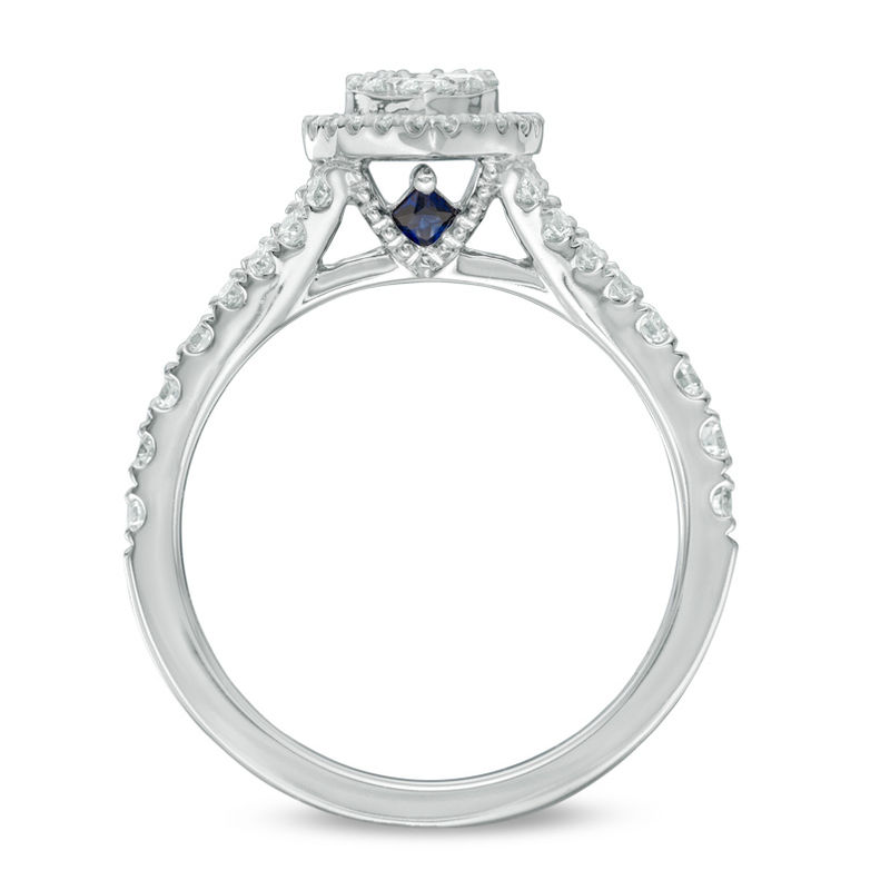 Main Image 3 of Vera Wang Love Collection 3/4 CT. T.W. Composite Diamond Pear-Shaped Frame Engagement Ring in 14K White Gold