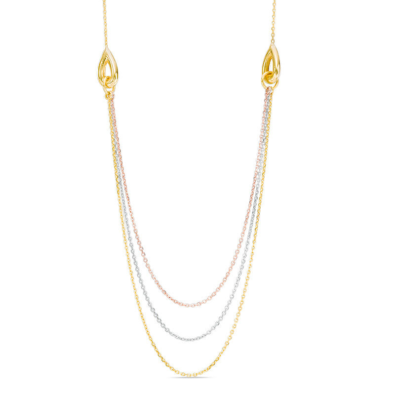 Main Image 1 of Triple Strand Necklace in 10K Gold - 19"