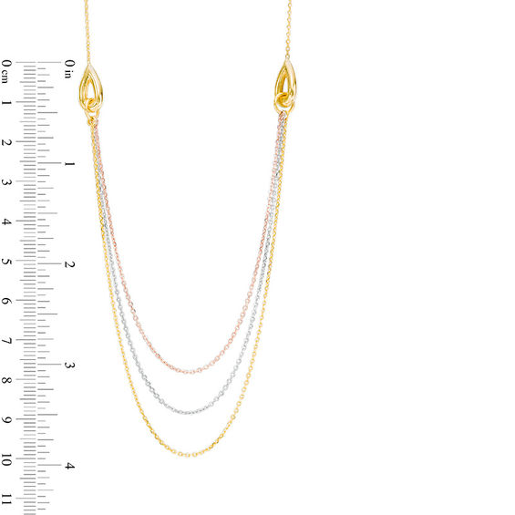 Triple Strand Necklace in 10K Gold - 19"