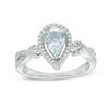 Thumbnail Image 0 of Pear-Shaped Aquamarine and 1/5 CT. T.W. Diamond Frame Split Shank Ring in 10K White Gold