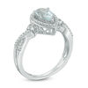 Thumbnail Image 1 of Pear-Shaped Aquamarine and 1/5 CT. T.W. Diamond Frame Split Shank Ring in 10K White Gold