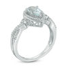 Thumbnail Image 2 of Pear-Shaped Aquamarine and 1/5 CT. T.W. Diamond Frame Split Shank Ring in 10K White Gold