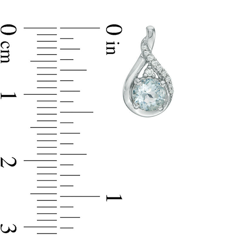 Aquamarine and Lab-Created White Sapphire Twisted Teardrop Pendant and Drop Earrings Set in Sterling Silver