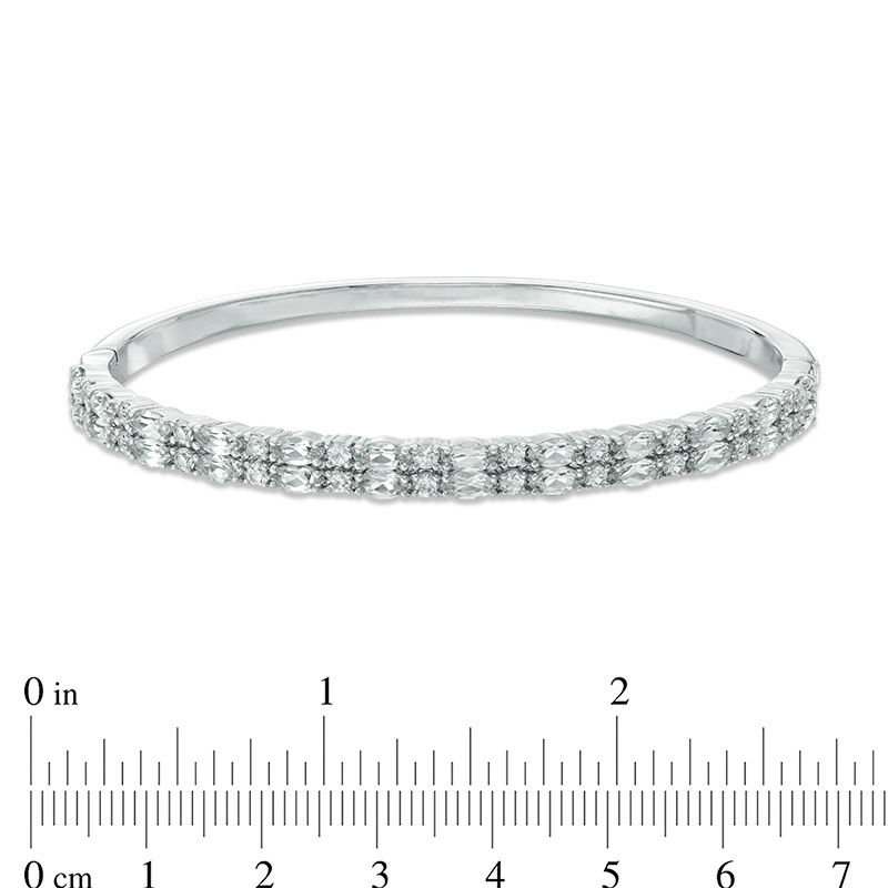 Main Image 2 of 5.0mm Lab-Created White Sapphire Double Row Bangle in Sterling Silver