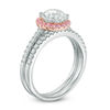 Thumbnail Image 2 of Lab-Created White and Pink Sapphire Frame Bridal-Set in Sterling Silver and 14K Rose Gold Plate