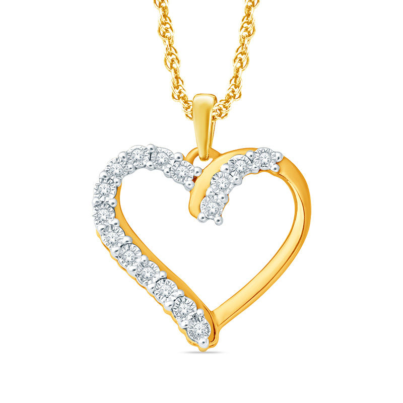Main Image 1 of Diamond Accent Heart Pendant in Sterling Silver and 14K Gold Plate