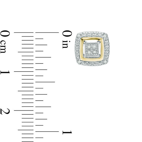 1/10 CT. T.w. Diamond Square Frame Pendant, Ring and Earrings Set in Sterling Silver and 10K Gold - Size 7