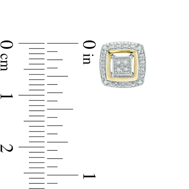 Main Image 3 of 1/10 CT. T.W. Diamond Square Frame Pendant, Ring and Earrings Set in Sterling Silver and 10K Gold - Size 7