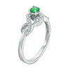 Thumbnail Image 1 of 4.0mm Lab-Created Emerald and 1/10 CT. T.W. Diamond Infinity Wrapped Promise Ring in Sterling Silver