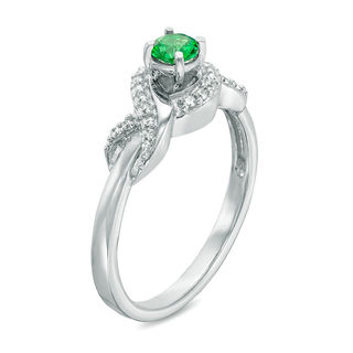 4.0mm Lab-Created Emerald and 1/10 CT. T.W. Diamond Infinity Wrapped ...
