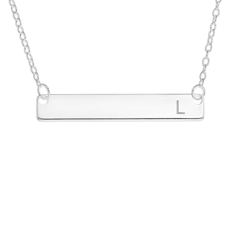 Horizontal Bar Necklace In Sterling Silver 1 Initial 16 Horizontal Bar Necklace In Sterling Silver 1 Initial 16