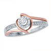 Thumbnail Image 1 of 1/8 CT. T.W. Diamond Frame Swirl Bypass Promise Ring in 10K Two-Tone Gold