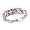 Thumbnail Image 0 of Lab-Created Pink and White Sapphire Vintage-Style Stackable Band in Sterling Silver