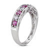 Thumbnail Image 1 of Lab-Created Pink and White Sapphire Vintage-Style Stackable Band in Sterling Silver