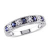 Thumbnail Image 0 of Lab-Created Blue and White Sapphire Vintage-Style Stackable Band in Sterling Silver