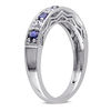 Thumbnail Image 1 of Lab-Created Blue and White Sapphire Vintage-Style Stackable Band in Sterling Silver