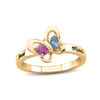 Thumbnail Image 0 of Couple's Heart-Shaped Simulated Birthstone Butterfly Ring in 10K White or Yellow Gold (2 Stones and Names)