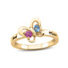 Thumbnail Image 1 of Couple's Heart-Shaped Simulated Birthstone Butterfly Ring in 10K White or Yellow Gold (2 Stones and Names)