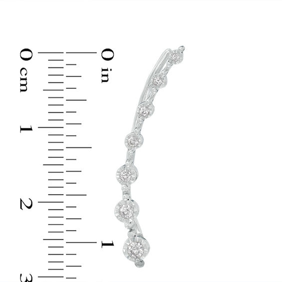 1/4 CT. T.w. Diamond Station Crawler Earrings in 10K White Gold