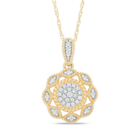 1/10 CT. T.w. Composite Diamond Scallop Frame Pendant in 10K Gold