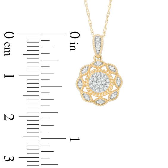 1/10 CT. T.w. Composite Diamond Scallop Frame Pendant in 10K Gold