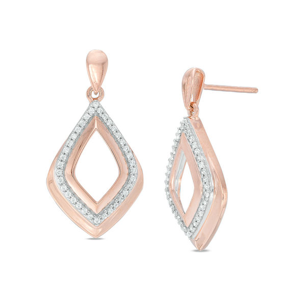 1/5 CT. T.w. Diamond Open Kite-Shaped Doorknocker Earrings in 10K Rose Gold