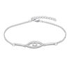 Thumbnail Image 0 of 1/5 CT. T.W. Diamond Evil Eye and Bar Bracelet in Sterling Silver - 8.0"