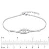 Thumbnail Image 1 of 1/5 CT. T.W. Diamond Evil Eye and Bar Bracelet in Sterling Silver - 8.0"