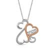 Thumbnail Image 1 of Open Hearts Family by Jane Seymour™ 1/20 CT. T.W. Diamond "mom" Heart Pendant in Sterling Silver and 10K Rose Gold